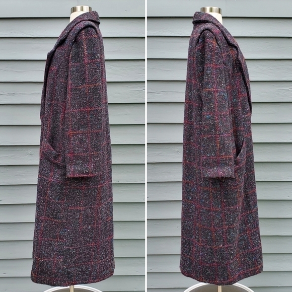 Vintage 80s Retro 3M Thinsulate Wool Acadamia Tartan Plaid Outlander Trench Coat - Picture 3 of 9